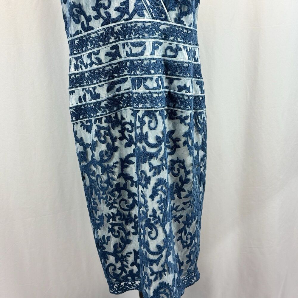Tadashi Shoji Embroidery Lace Overlay Dress 16 Sheer Elegant Romantic Luxury - Picture 6 of 15